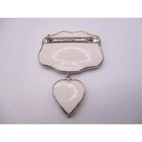 vintage Linda Carrigan '96 "Broken China" blue white dangle brooch pin OOAK 0303 - Picture 5 of 7